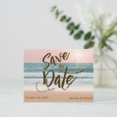Roze Zonsondergang Rustiek Strandzomer Save the Da Aankondigingskaart (Staand voorkant)