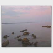Roze zonsondergang strand cadeaupapier (Vlak)