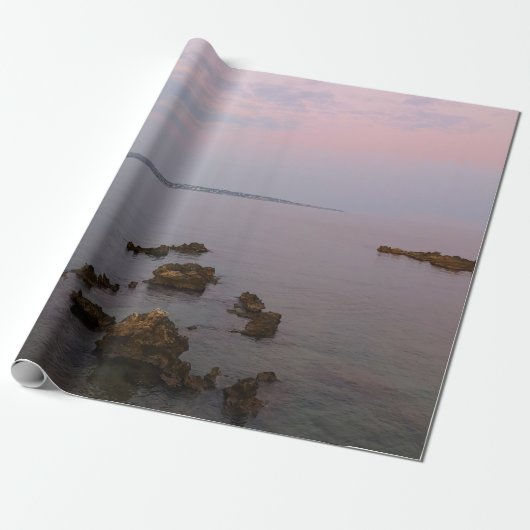 Roze zonsondergang strand cadeaupapier (Uitgerold)