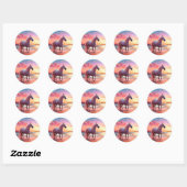 Roze Zonsondergang Strand Palomino Paard Sticker (Vel)