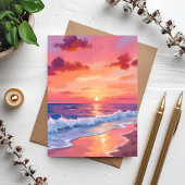 Roze Zonsondergang Strandgolven Zeegezicht Schilde