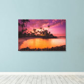 Roze zonsondergang van Hawaiaanse strand Canvas Afdruk (Insitu (Houten vloer))