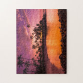 Roze zonsondergang van Hawaiaanse strand Legpuzzel (Verticaal)