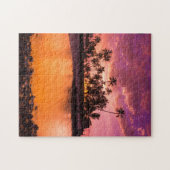 Roze zonsondergang van Hawaïaanse strand Legpuzzel (Horizontaal)