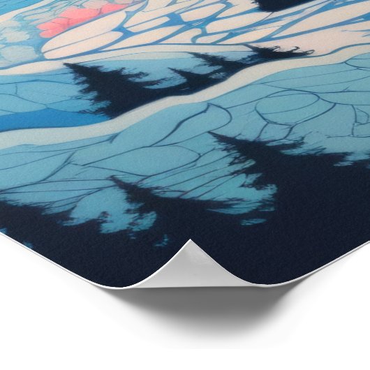 Roze zonsondergangbergen poster (Hoek)