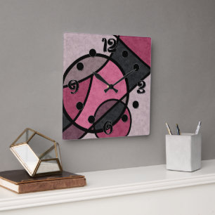 Roze zonsopgang, abstract vierkante klok