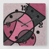 Roze zonsopgang, abstract vierkante klok (Voorkant)