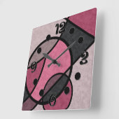 Roze zonsopgang, abstract vierkante klok (Hoek)