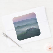 Roze zonsopgang boven een Toscaanse landschaps sti Vierkante Sticker (Envelop)