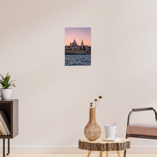 Roze zonsopgang boven Valletta Poster (Woonkamer 3)