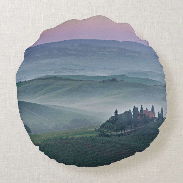 Roze zonsopgang over het Toscane landschap rond de Kussen (Achterkant)
