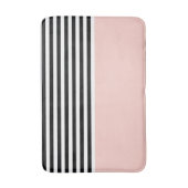 Roze zout met zwarte en witte strepen badmat (Voorkant Verticaal)