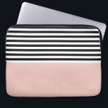 Roze zout met zwarte en witte strepen laptop sleeve<br><div class="desc">Roze zout met zwarte en witte strepen</div>