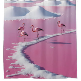 Roze zoutvlaktes in bonaire douchegordijn