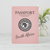 Roze Zuid-Afrika paspoort Save The Date (Staand voorkant)