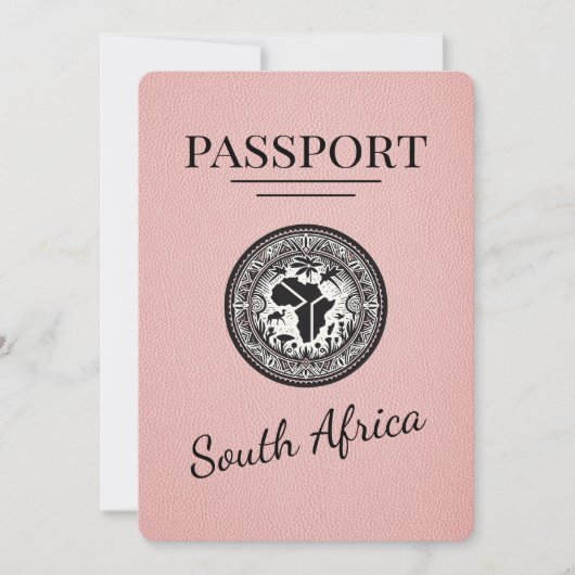 Roze Zuid-Afrika paspoort Save The Date (Voorkant)