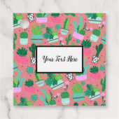 Roze Zuidwestelijke Cactus Patroon Verjaardagsfees Bedankjes Labels (Voorkant)