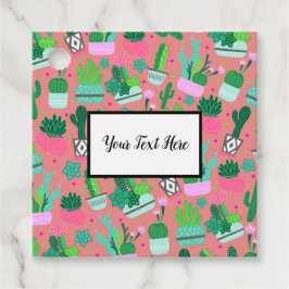 Roze Zuidwestelijke Cactuspatroon Verjaardagsfeest Bedankjes Labels