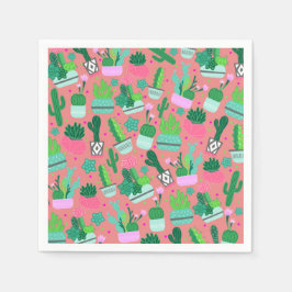 Roze Zuidwestelijke Cactuspatroon Zoete 16 Feest Servet