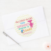 Roze Zuivel Allergie Alert Superheld Meisje Silhou Ronde Sticker (Envelop)