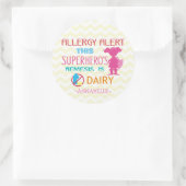 Roze Zuivel Allergie Alert Superheld Meisje Silhou Ronde Sticker (Tas)