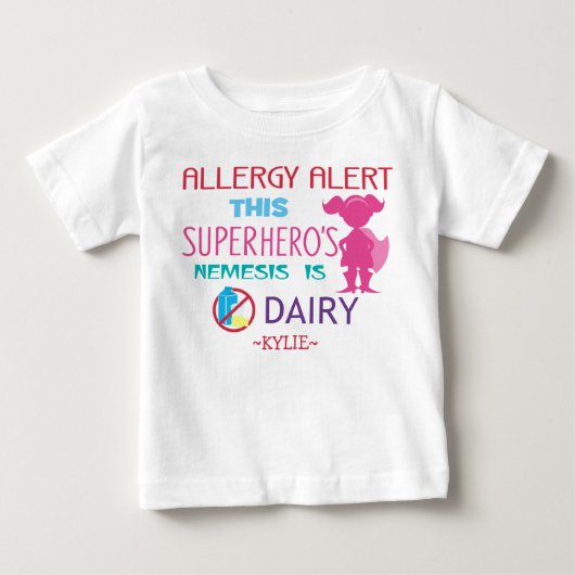 Roze zuivelallergie Alert Superheld Meisjes (Voorkant)