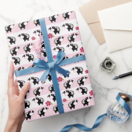 Roze zuivelpasta-Boerderij voor Koe Cadeaupapier