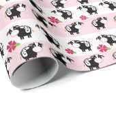 Roze zuivelpasta-Boerderij voor Koe Cadeaupapier (Rol Hoek)