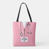 Roze zure paars tote bag (Achterkant)