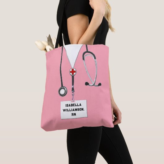 Roze zure paars tote bag (Dichtbij)