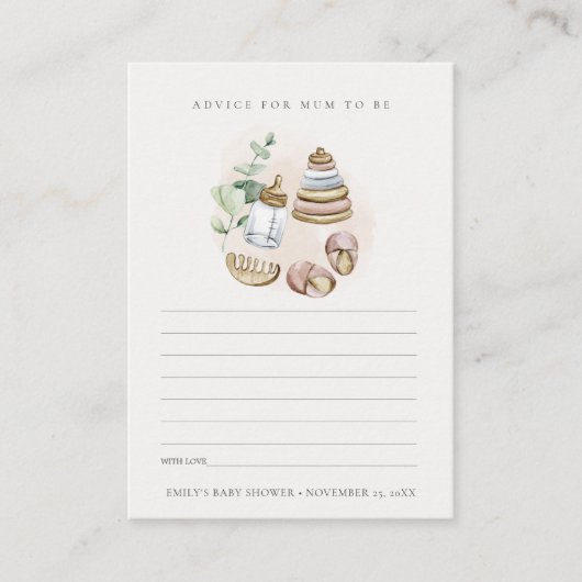 Roze zuriery Essential Advice for Mum Baby shower Informatiekaartje (Voorkant)