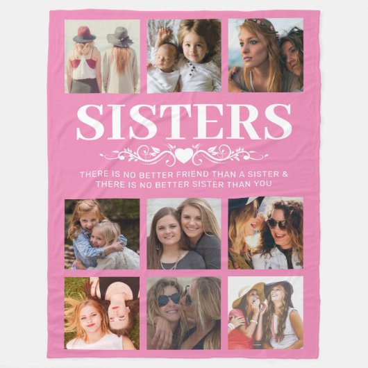 Roze zussen Foto Collage Fleece Blanket (Voorkant)
