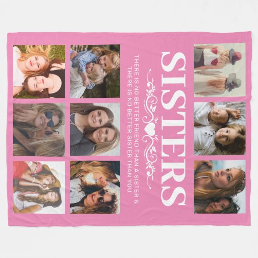 Roze zussen Foto Collage Fleece Blanket Deken (Voorkant (Horizontaal))