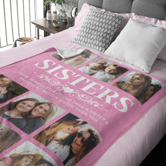 Roze zussen Foto Collage Fleece Blanket Deken