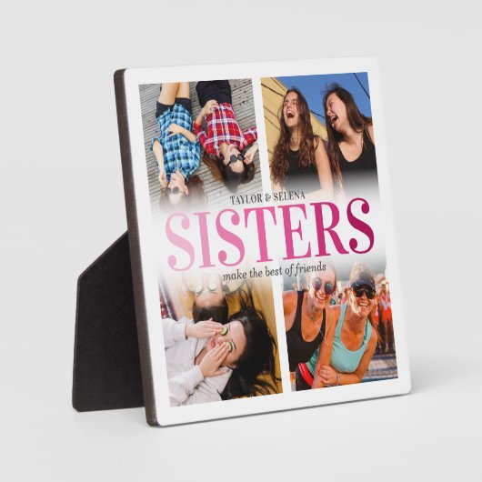 Roze zussen Foto Collage Fotoplaat (Voorkant)