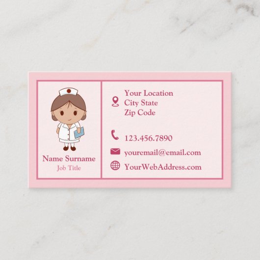 Roze zuster visitekaartje (Voorkant)