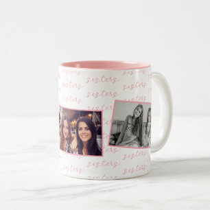 Roze Zusters Aangepaste Foto's Tweekleurige Koffiemok