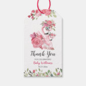 Roze Zwaan en Rozen Baby shower Dank u Label Cadeaulabel (Voorkant)