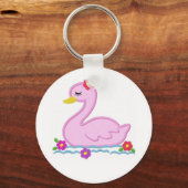 Roze zwaan met bloemen sleutelhanger (Voorkant)