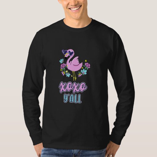 Roze zwaan XOXO Yall Hugs en Kisses Swan Kiss T-shirt (Voorkant)