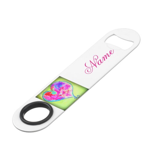 roze zwakkere haren groen speed flessenopener (Achterkant Gekanteld)