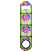 roze zwakkere haren groen speed flessenopener (Voorkant)