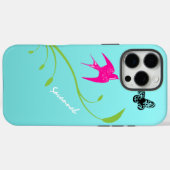 Roze Zwaluw Vlinder Blauw Ombre Case-Mate iPhone Case (Achterkant (horizontaal))