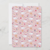Roze zwanen baby shower kaart (Achterkant)