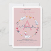 Roze zwanen baby shower kaart (Voorkant)
