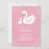 Roze Zwanen Baby shower Vogel met Kroon Kaart (Voorkant)