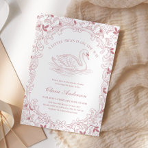 Roze Zwanen Meisje Baby Shower Uitnodiging
