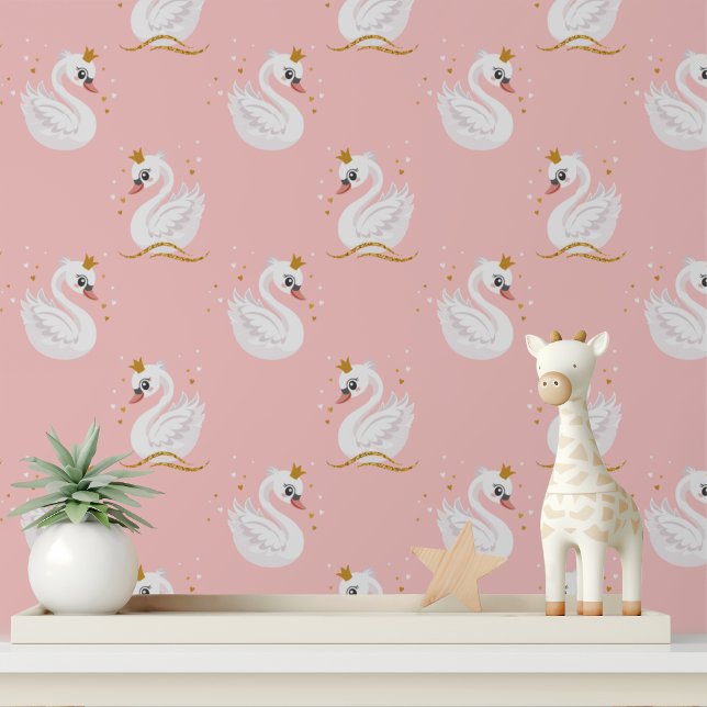 Roze Zwanenprinses Nursery Peel en Stick Behang (Creator heeft geüpload)