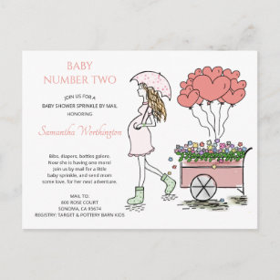 Roze Zwangere Baby-prinkle schoen per post Uitnodiging Briefkaart