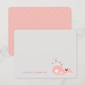 Roze zwangere mama walvis met tweeling Baby shower Bedankkaart (Voorkant / Achterkant)